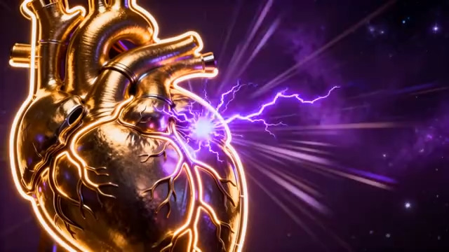  金色心脏 紫色闪电特效1045#横屏 	 