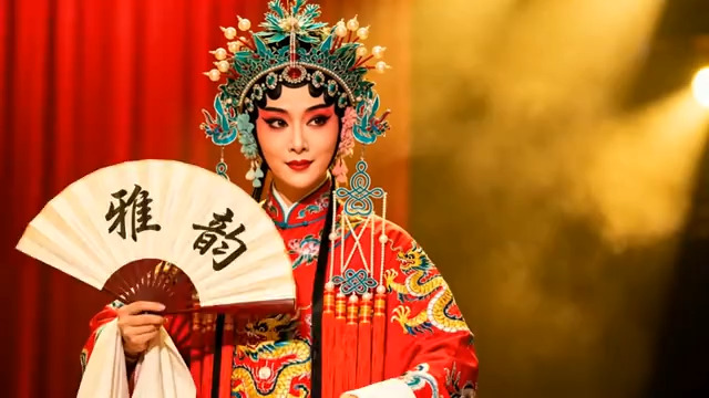  京剧花旦雅韵折扇1058#横屏 	 