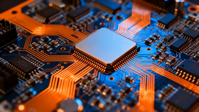  科技感电路板芯片特写1102#横屏 	 