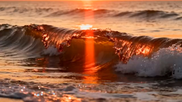  金色海浪日落1000#横屏 	 -