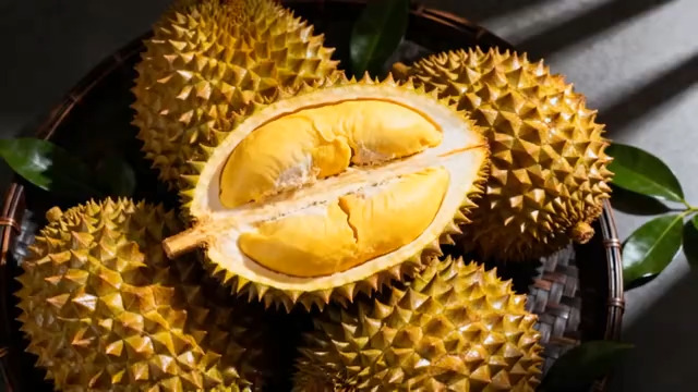  金黄榴莲果肉特写970#横屏 	 