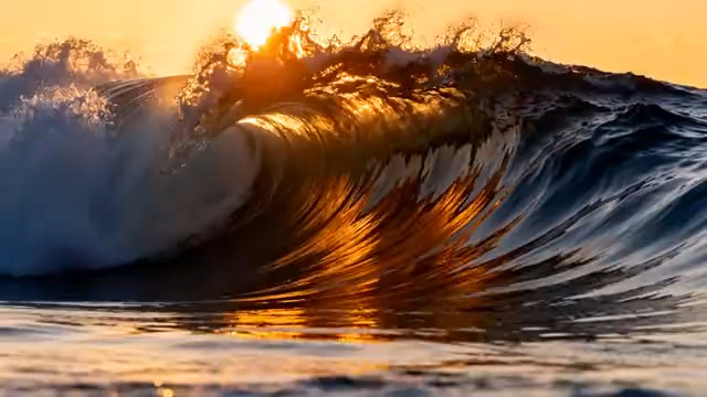  金色海浪日落时分23011003#横屏 	 -