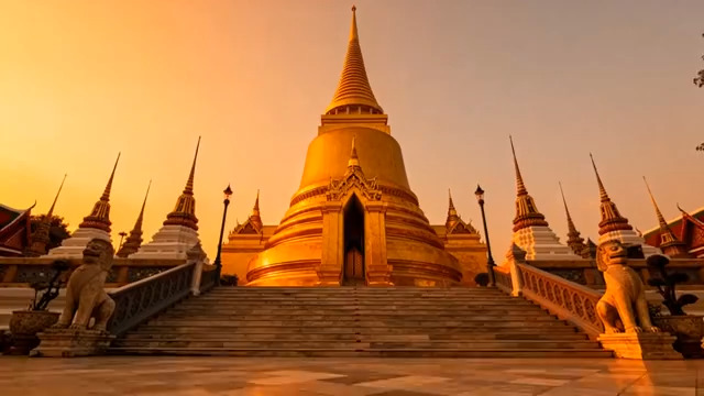  金色佛塔日落景观998#横屏 	 