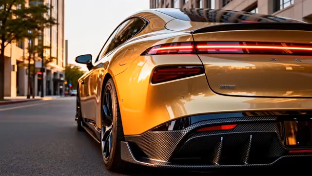  金色跑车城市街拍1023#横屏 	 