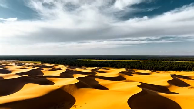  金色沙漠全景航拍1030#横屏 	 