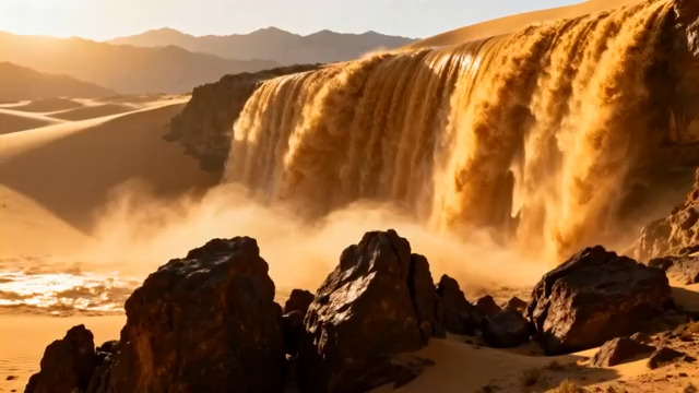  金色瀑布倾泻而下1024#横屏 	 -