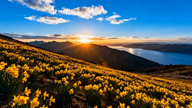  金色花海日出风光1009#横屏 	 -