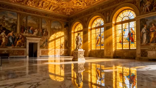  金色华丽宫殿内景1012#横屏 	 