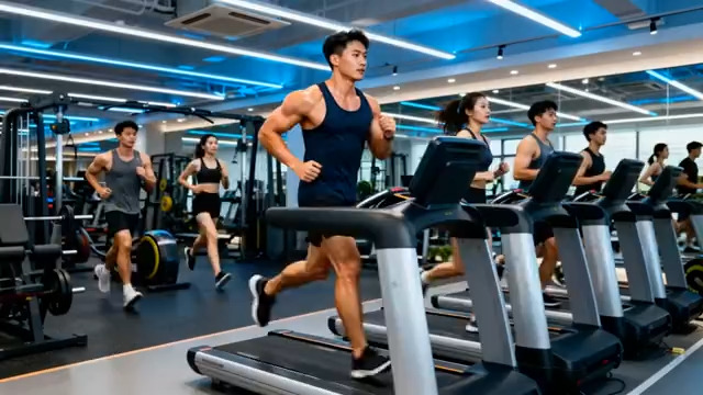  健身房跑步锻炼场景943#横屏 	 