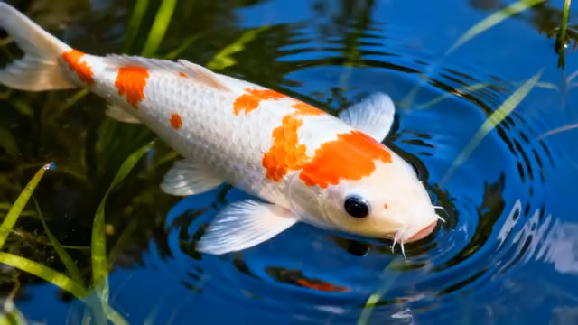  红白锦鲤水中游790#横屏 	 