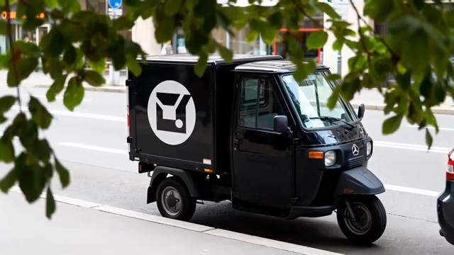  黑色快递车配送场景784#横屏 	 