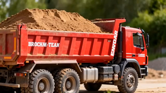  红色工程自卸车运输作业813#横屏 	 