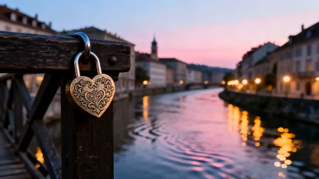  黄昏河畔爱心锁881#横屏 	 