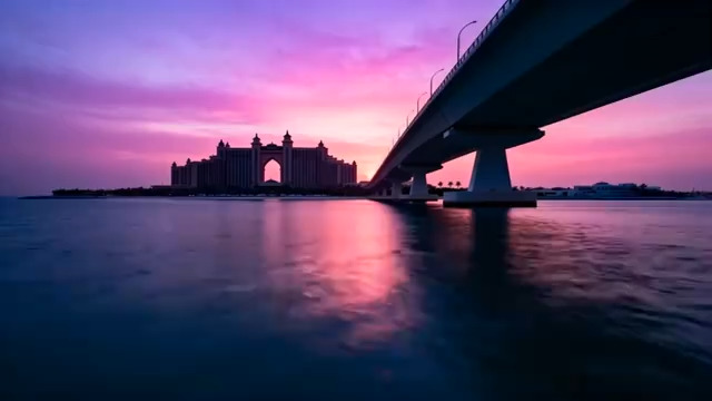  黄昏跨海大桥延时摄影882#横屏 	 