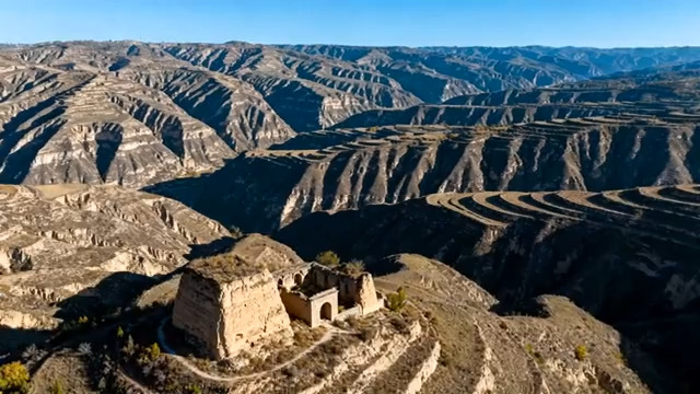  黄土高原烽火台航拍888#横屏 	 