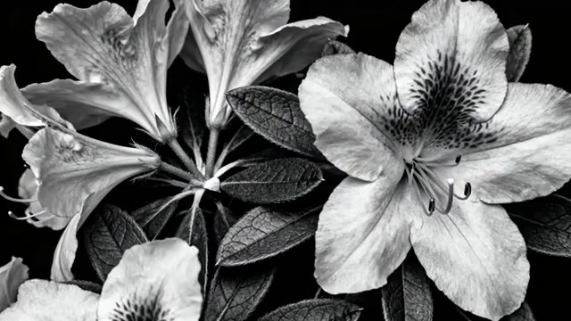  黑白花卉特写777#横屏 	 