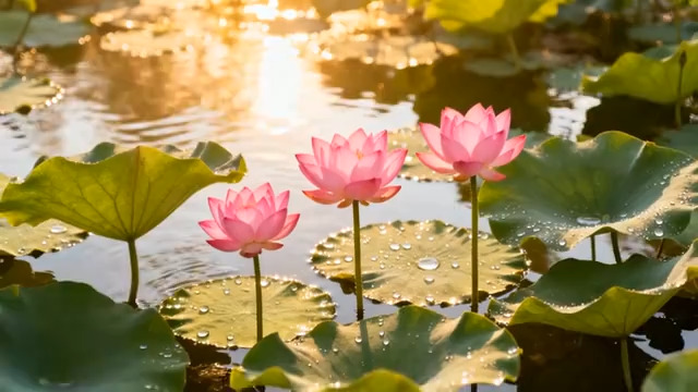  荷塘晨光美景774#横屏 	 