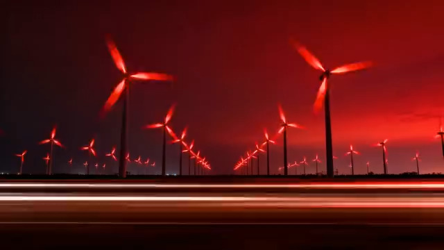  红色风电黄昏延时812#横屏 	 