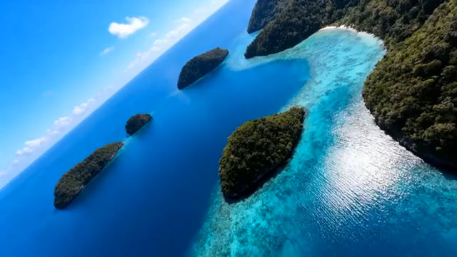  航拍海岛蓝色海湾713#横屏 	 