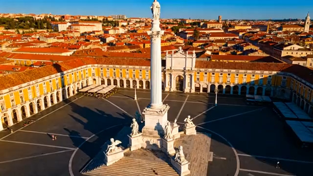  航拍欧式广场纪念碑729#横屏 	 