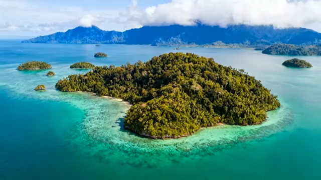  航拍海岛全景715#横屏 	 