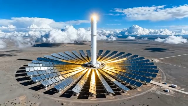  航拍太阳能光热电站747#横屏 	 -