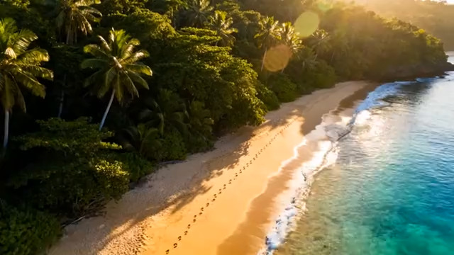  航拍热带海岛沙滩735#横屏 	 