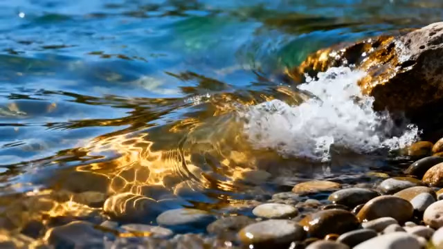  海浪拍打礁石特写1201633#横屏 	 