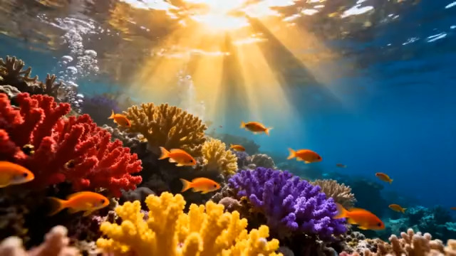  海底阳光与彩色珊瑚621#横屏 	 