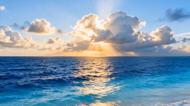  海面日出阳光云层638#横屏 	 