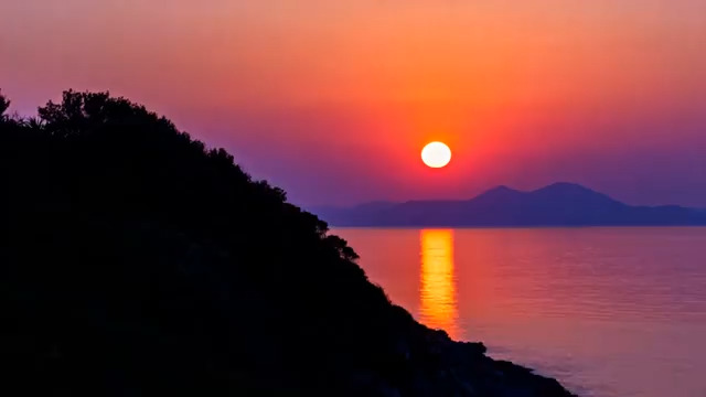  海上日落唯美延时672#横屏 	 