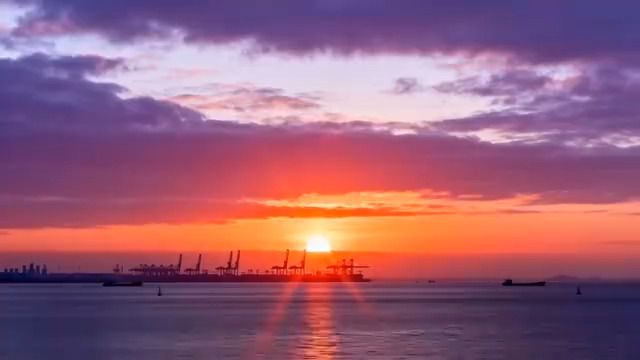  海上日落延时摄影673#横屏 	 