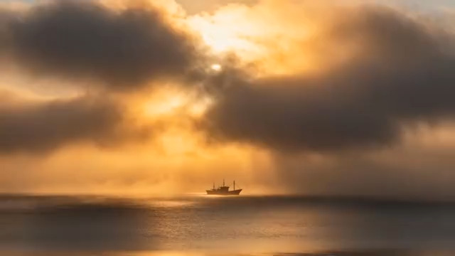  海上日出云海航船668#横屏 	 