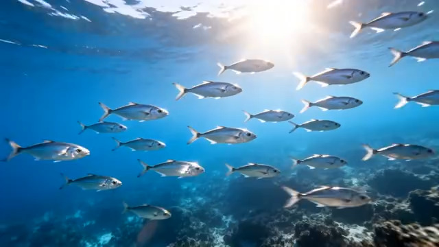  海底鱼群阳光穿透镜头627#横屏 	 