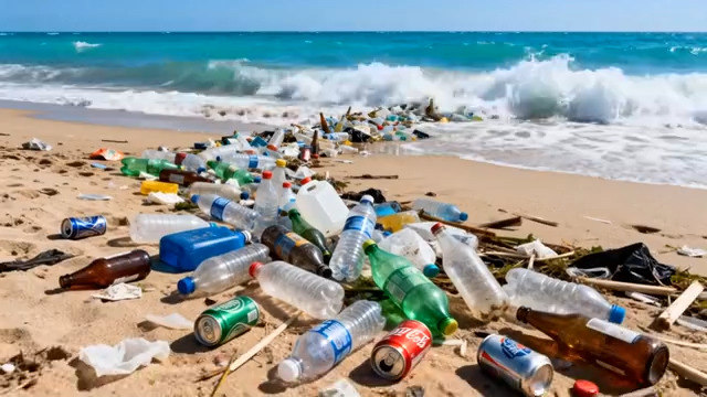  海滩垃圾污染现状682#横屏 	 