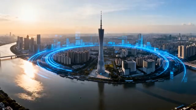  广州塔科技光效航拍581#横屏 	 -