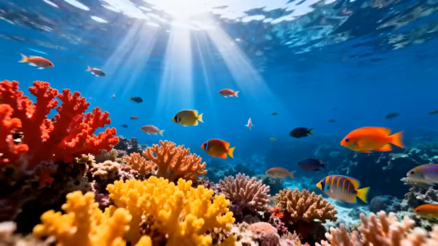  海底阳光珊瑚鱼群620#横屏 	 -