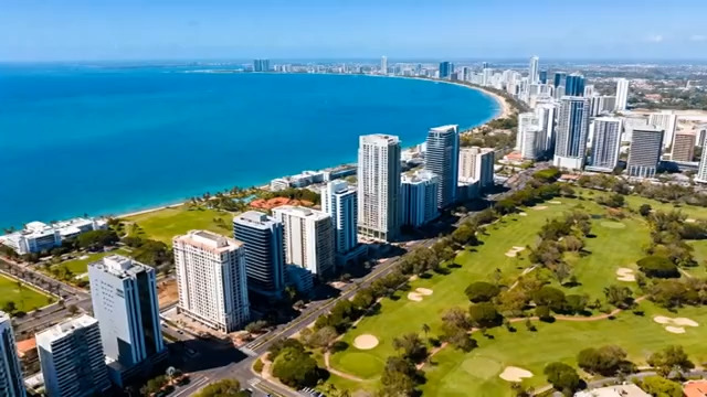  海滨城市航拍全景595#横屏 	 