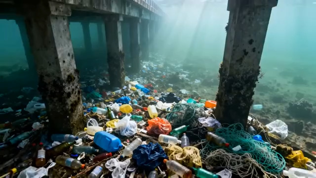  海底垃圾污染环境实拍609#横屏 	 
