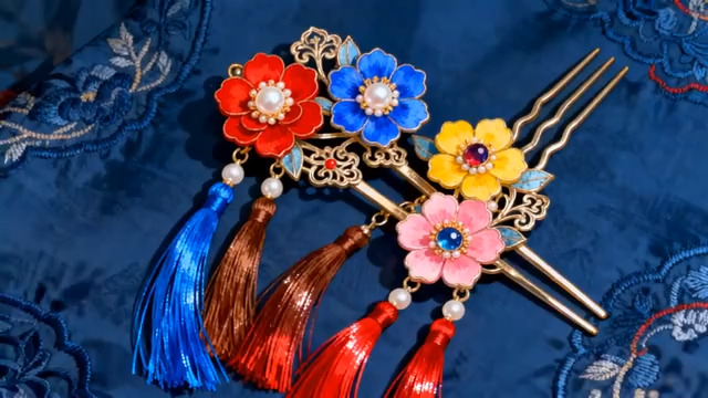  古风花朵发簪展示532#横屏 	 