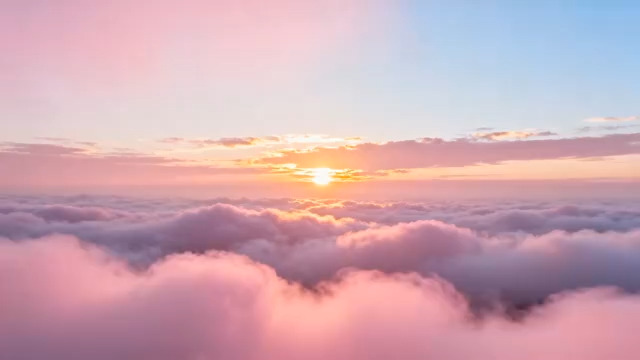  粉色云海日出延时413#横屏 	 