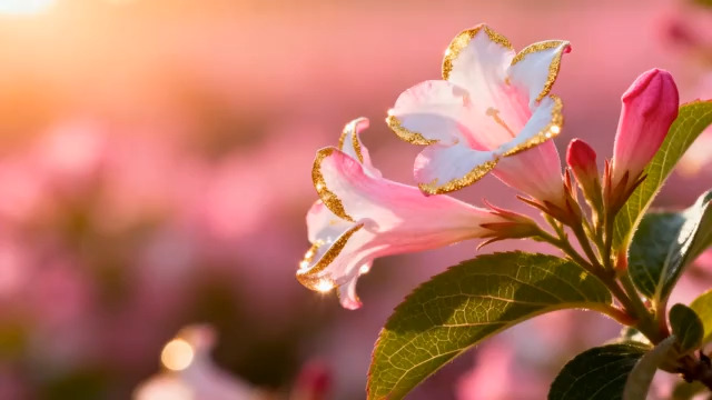  粉色花朵特写403#横屏 	 