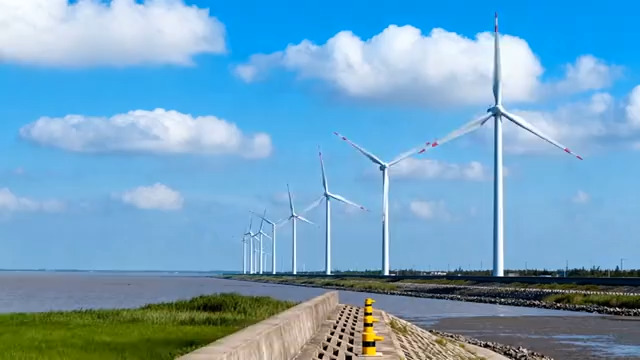  风力发电机群转动画面424#横屏 	 -