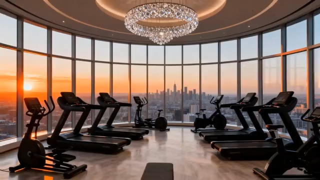  高空健身房晨跑场景463#横屏 	 