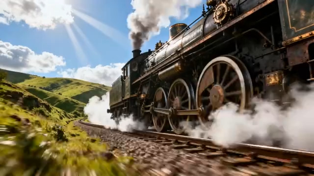  复古蒸汽火车行驶435#横屏 	 