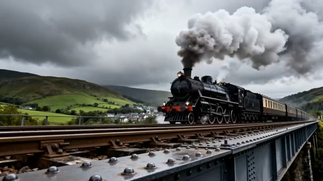  复古蒸汽火车过桥434#横屏 	 -