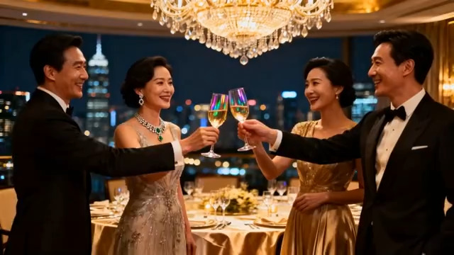  高端晚宴举杯庆祝460#横屏 	 
