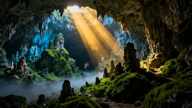  洞穴光束仙境景观342#横屏 	 