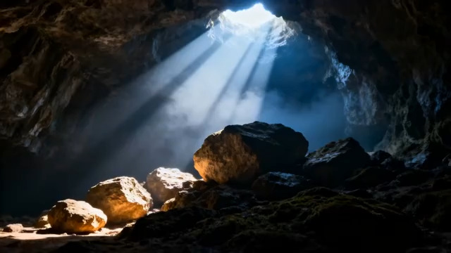  洞穴光束穿透黑暗341#横屏 	 -