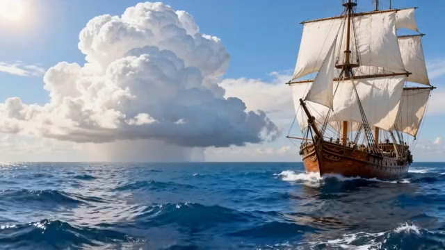  帆船航行海上视频素材366#横屏 	 